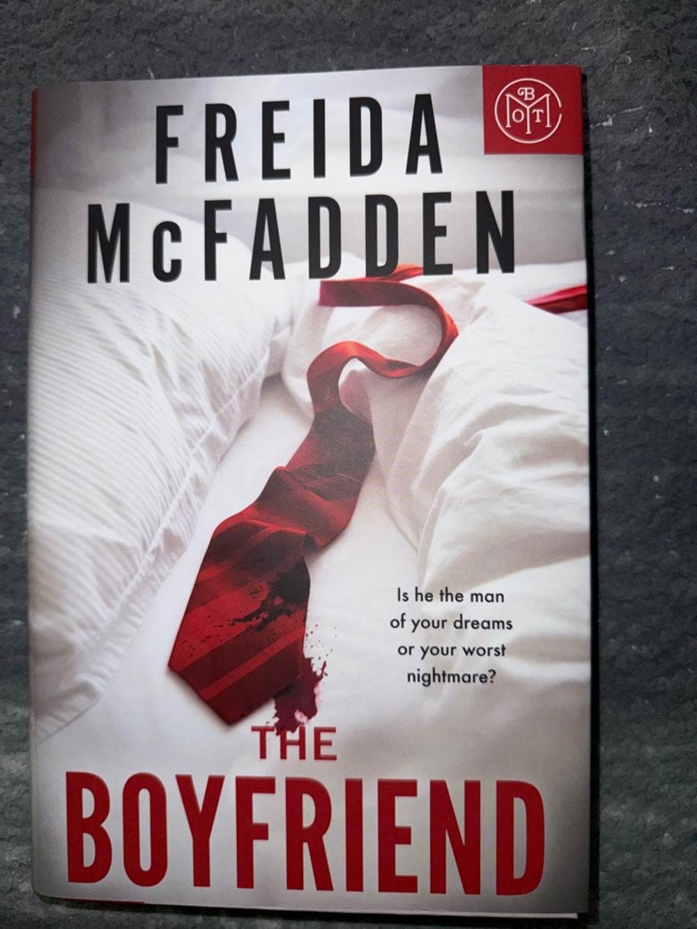The Boyfriend by Freida McFadden - Red & White Hardback BOTM Thriller